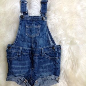 Gap kids Denim overall shorts.